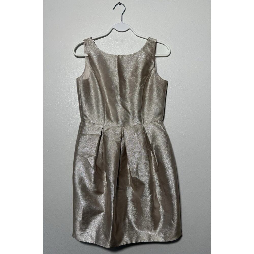 White‎ House Black Market Jacquard Sz 0 Champagne Gold Sleeveless Lined Dress